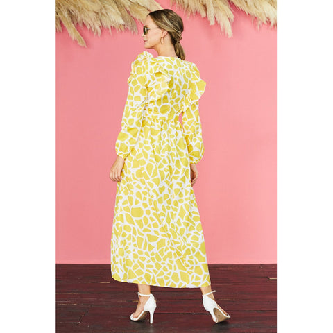 Front Frill Belted Dress | Montivo Pakistan