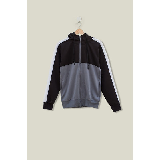 Colour Block Sports Hooded Zipper | Montivo Pakistan