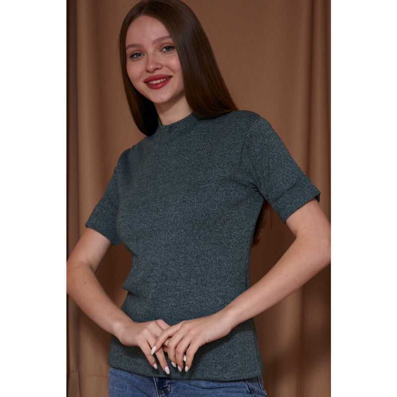 Green Melange Mock Neck Half Sleeves | Montivo Pakistan