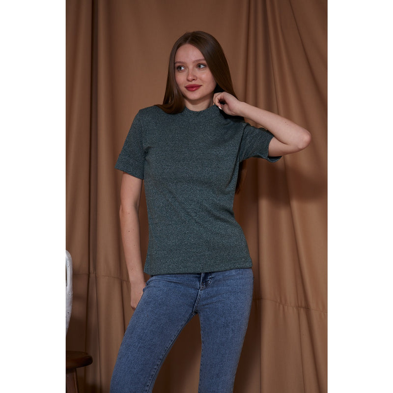 Green Melange Mock Neck Half Sleeves | Montivo Pakistan