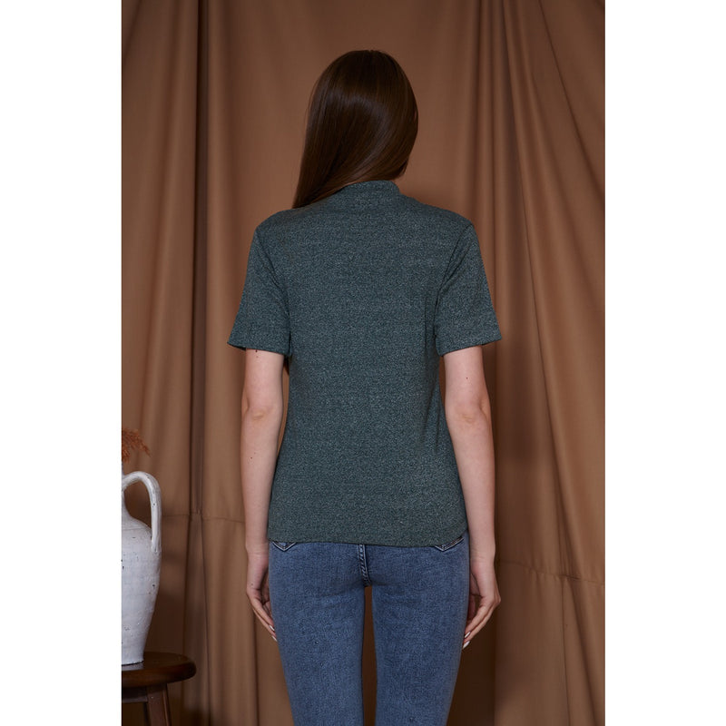 Green Melange Mock Neck Half Sleeves | Montivo Pakistan