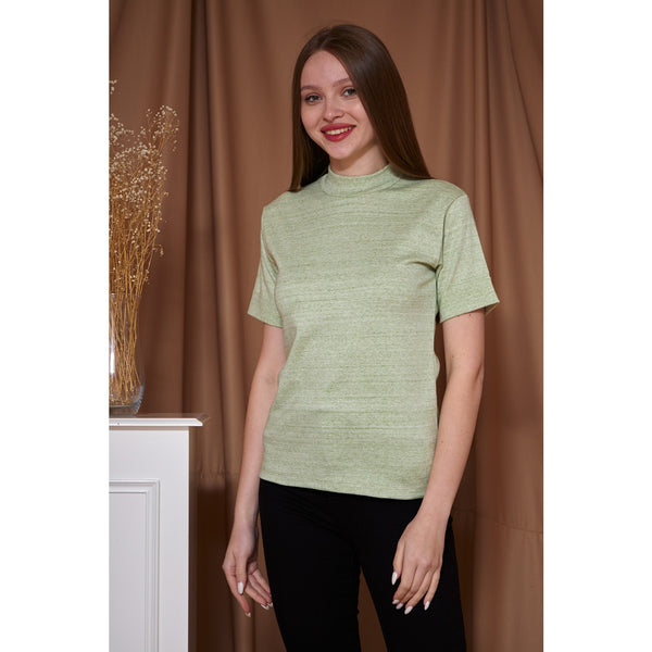 Light Green Melange Mock Neck Half Sleeves | Montivo Pakistan