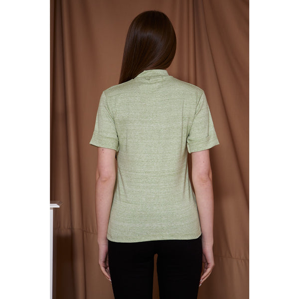 Light Green Melange Mock Neck Half Sleeves | Montivo Pakistan