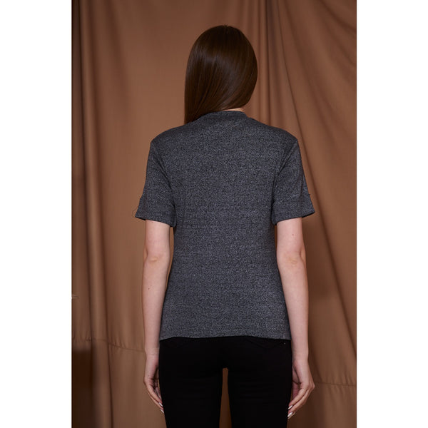 Charcoal Melange Mock Neck Half Sleeves | Montivo Pakistan