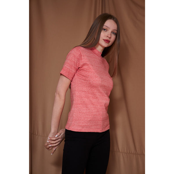 Light Pink Melange Mock Neck Half Sleeves | Montivo Pakistan