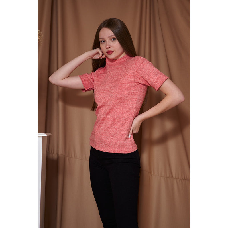 Light Pink Melange Mock Neck Half Sleeves | Montivo Pakistan