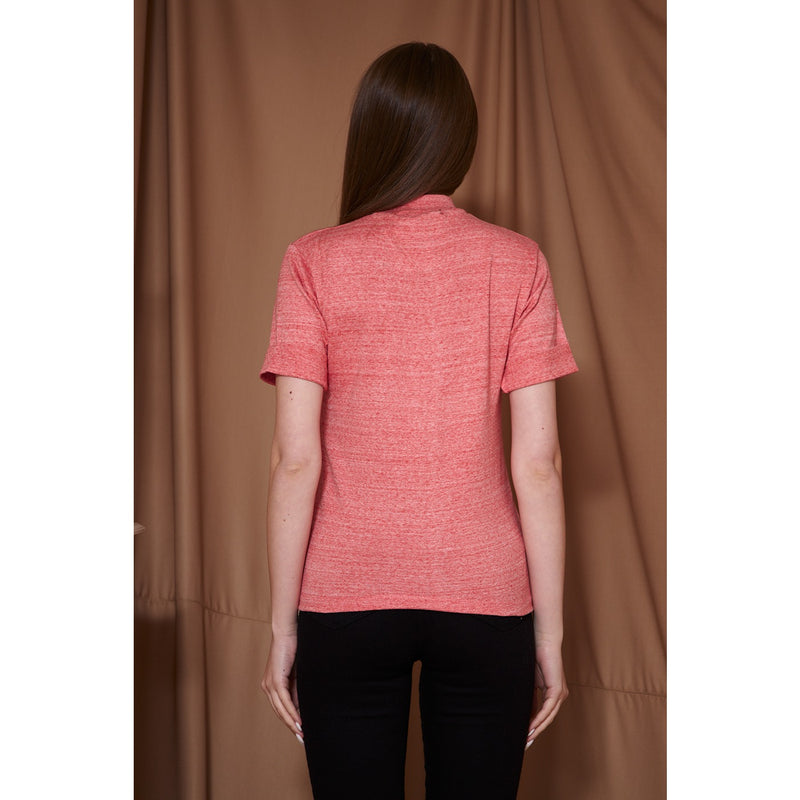 Light Pink Melange Mock Neck Half Sleeves | Montivo Pakistan