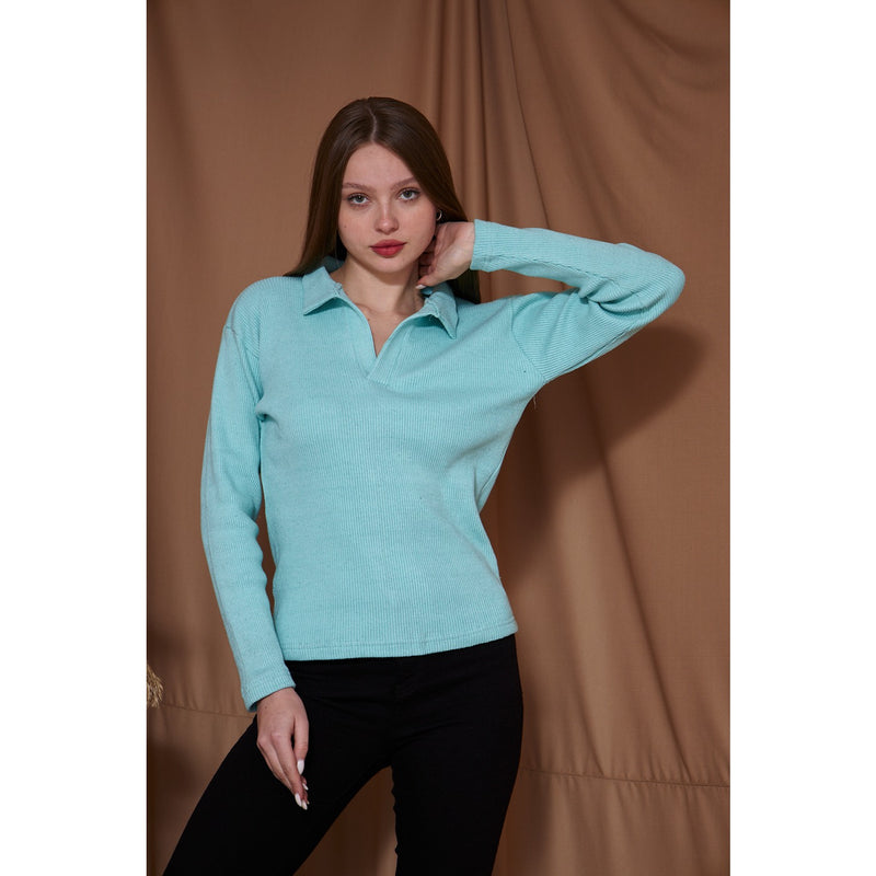 Aqua Polo Ribbed Sweatshirt | Montivo Pakistan