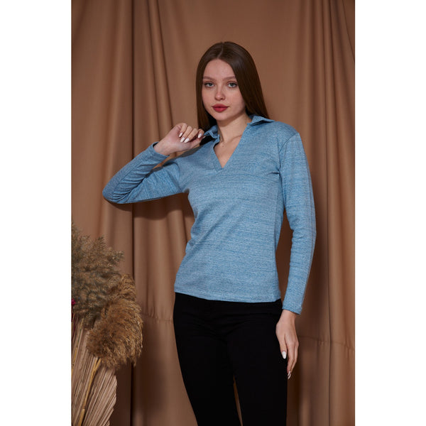 Light Blue Melange Polo Sweatshirt | Montivo Pakistan