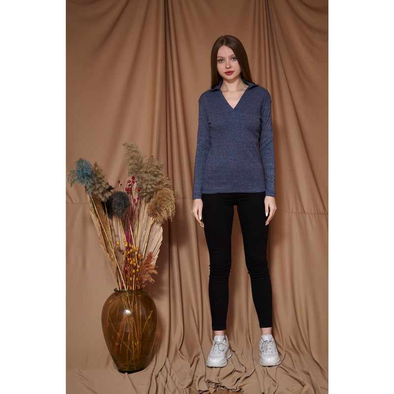 Blue Melange Polo Sweatshirt | Montivo Pakistan