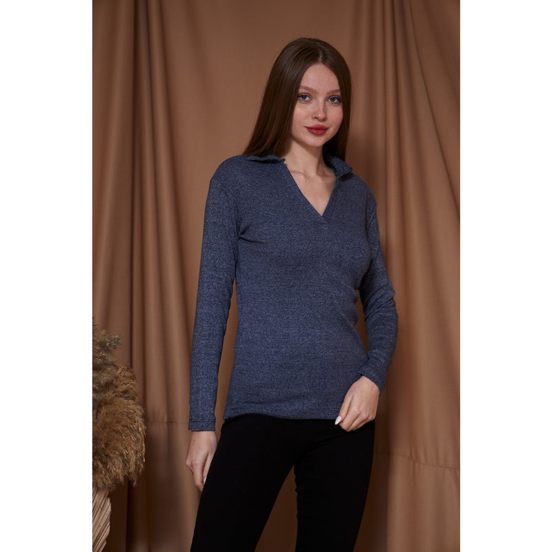 Blue Melange Polo Sweatshirt | Montivo Pakistan