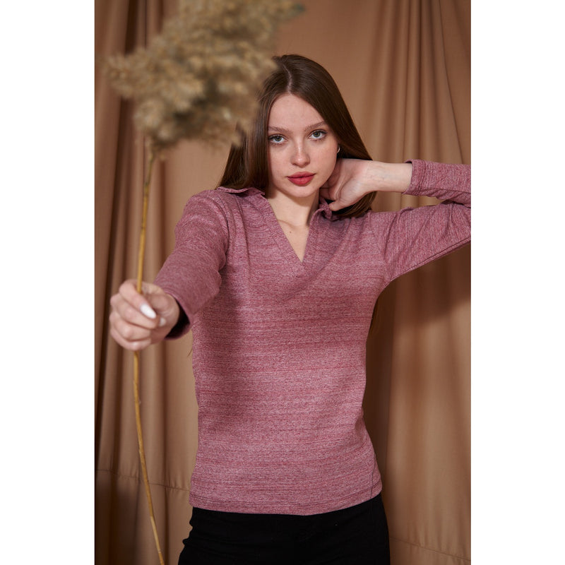 Rose Melange Polo Sweatshirt | Montivo Pakistan