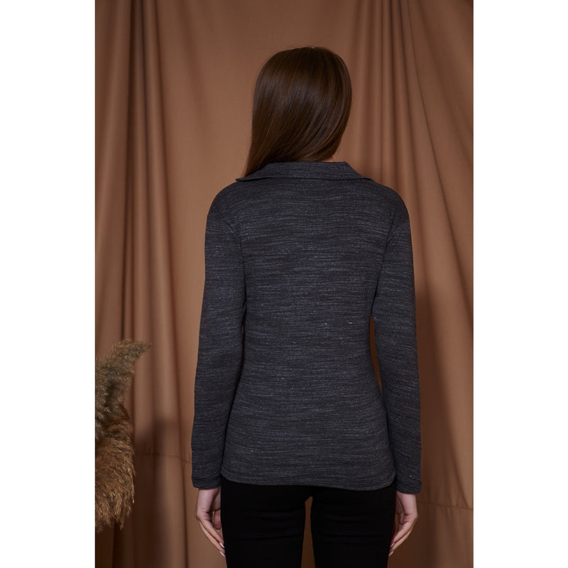 Charcoal Melange Polo Sweatshirt | Montivo Pakistan