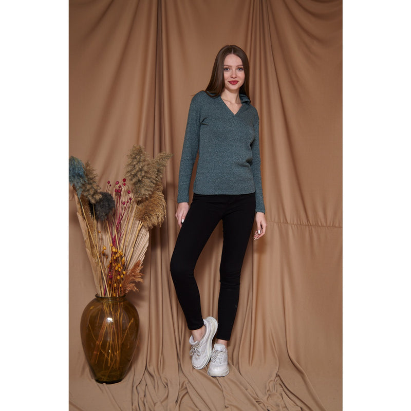 Green Melange Polo Sweatshirt | Montivo Pakistan