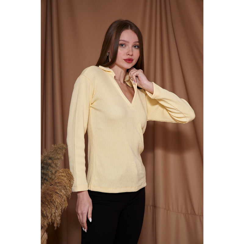 Lemon Ribbed Polo Sweatshirt | Montivo Pakistan