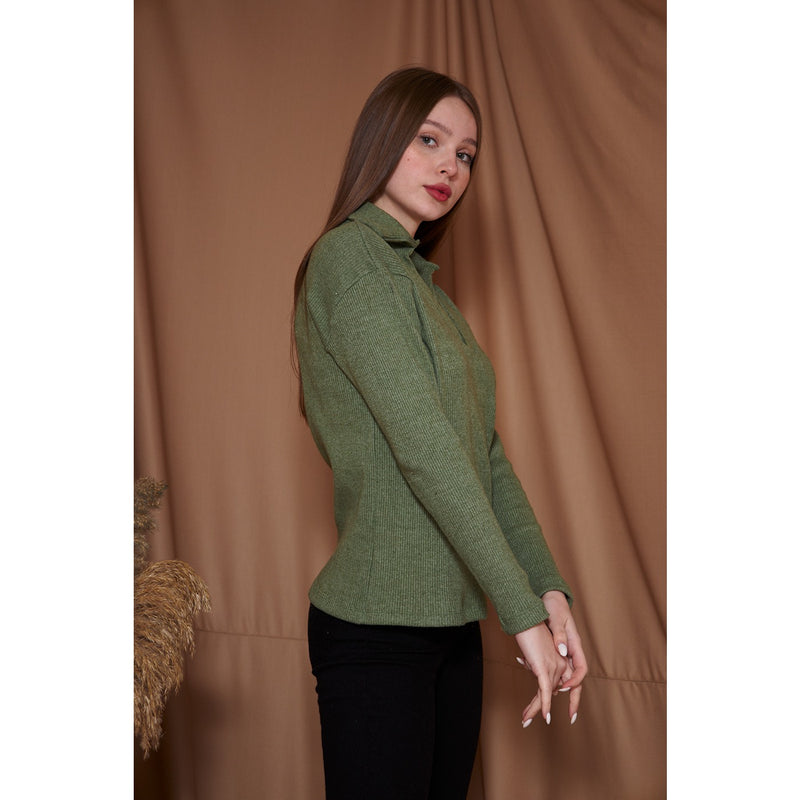 Light Green Melange Polo Sweatshirt | Montivo Pakistan