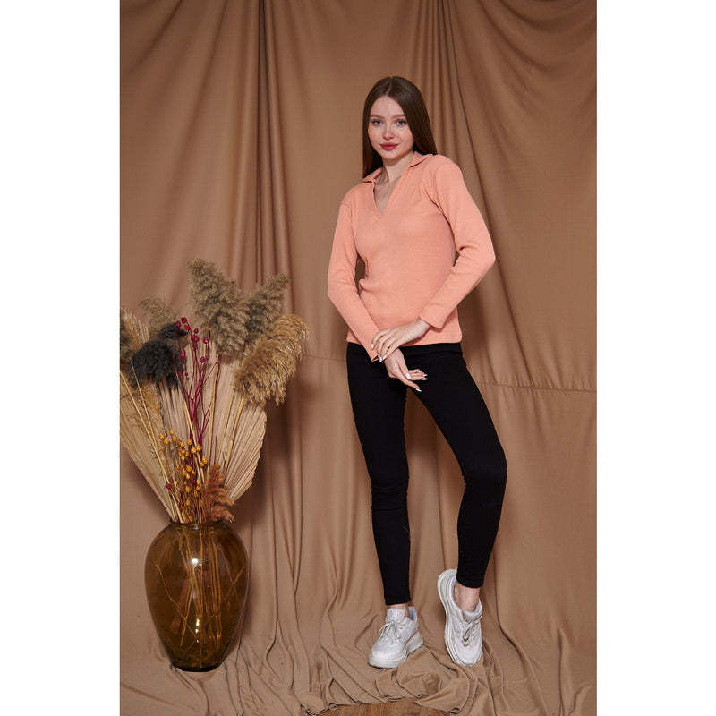 Pink Ribbed Polo Sweatshirt | Montivo Pakistan