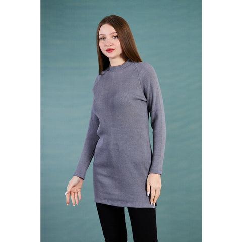 Grey Ribbed Long Sweatshirt | Montivo Pakistan