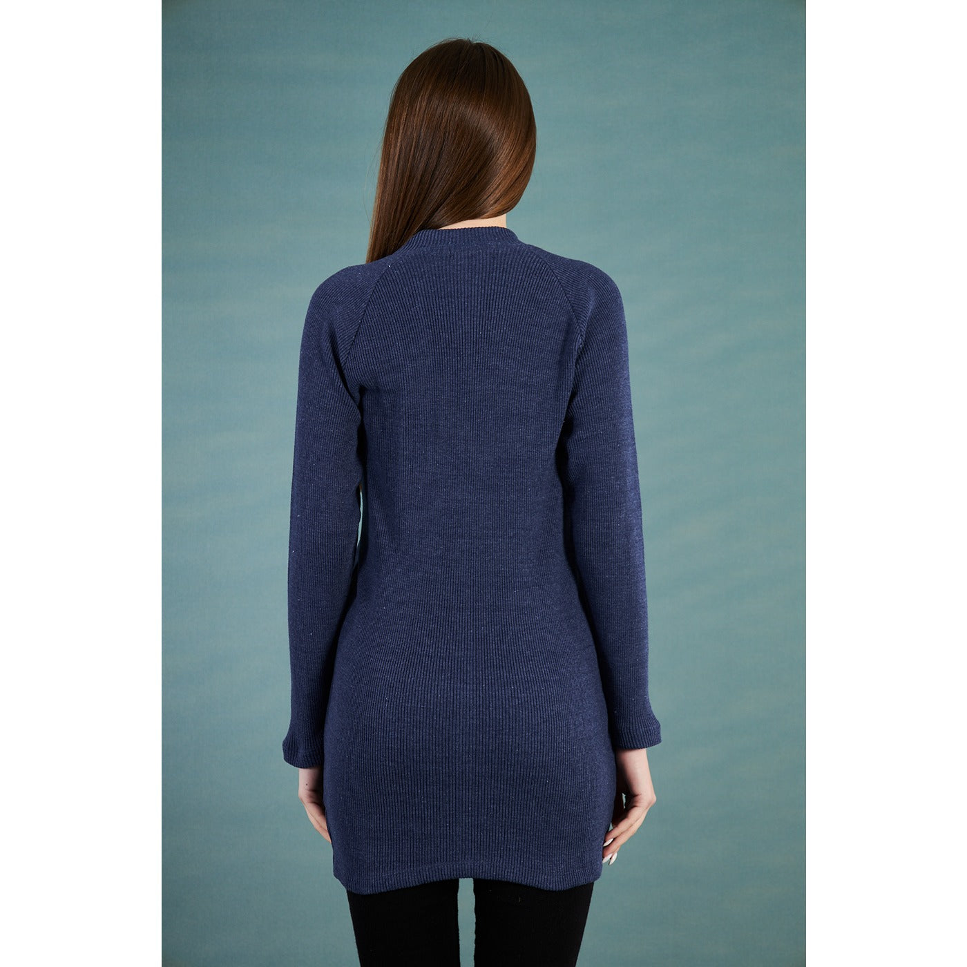 Navy Ribbed Long Sweatshirt | Montivo Pakistan