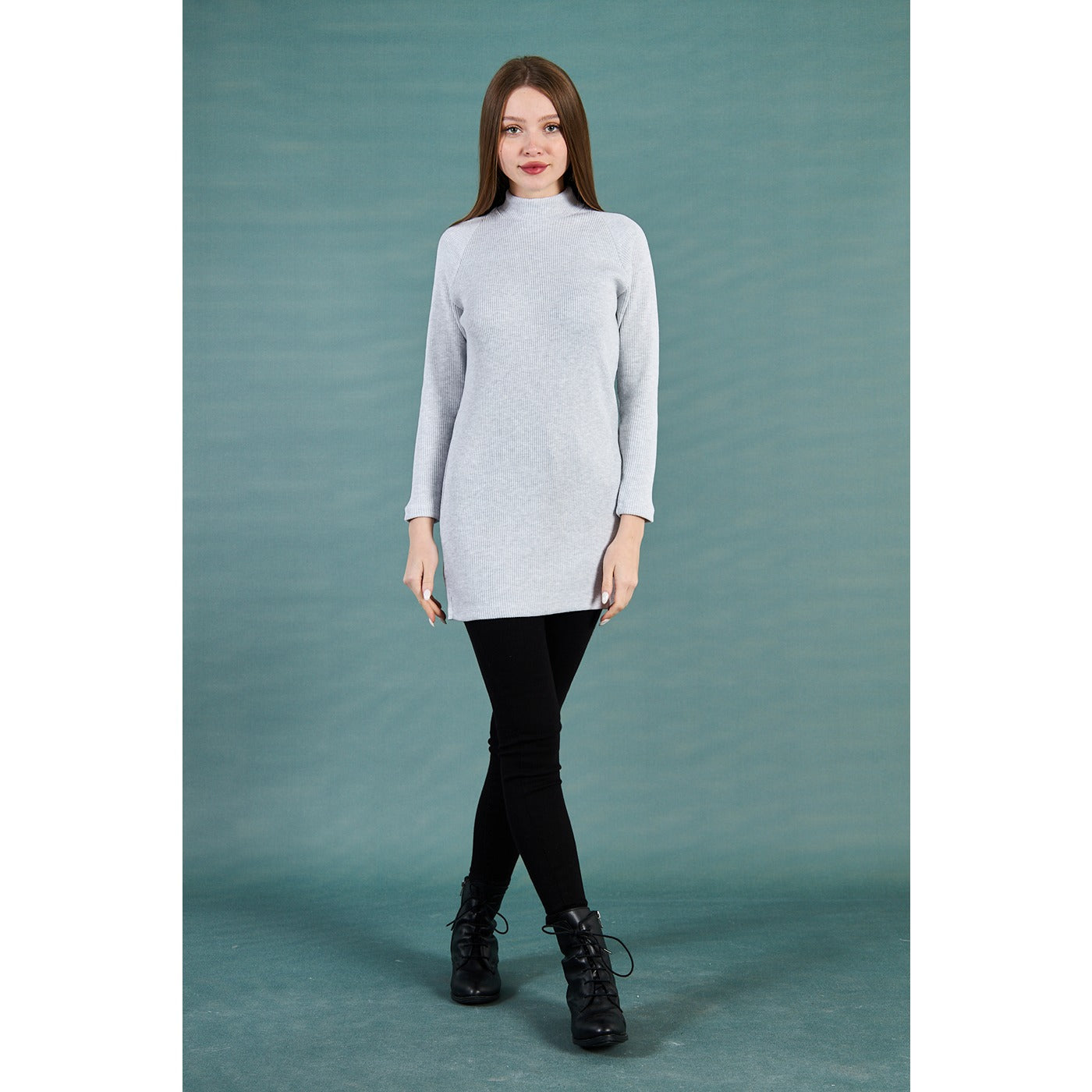 Light Grey Ribbed Long Sweatshirt | Montivo Pakistan
