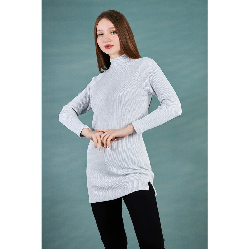 Light Grey Ribbed Long Sweatshirt | Montivo Pakistan