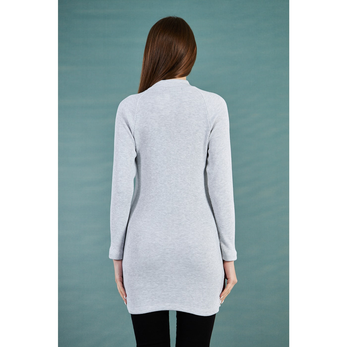 Light Grey Ribbed Long Sweatshirt | Montivo Pakistan
