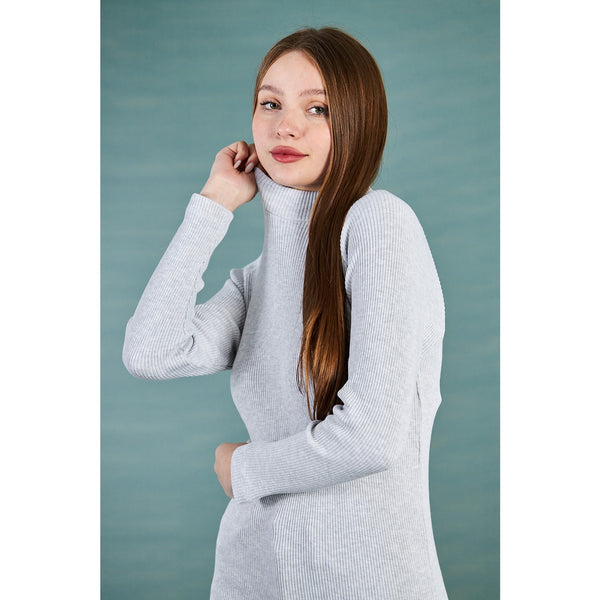 Light Grey Ribbed Long Sweatshirt | Montivo Pakistan