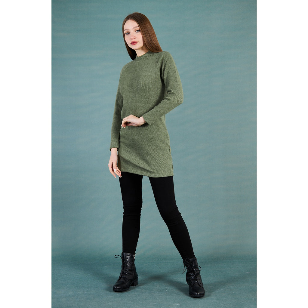 Green Ribbed Long Sweatshirt | Montivo Pakistan