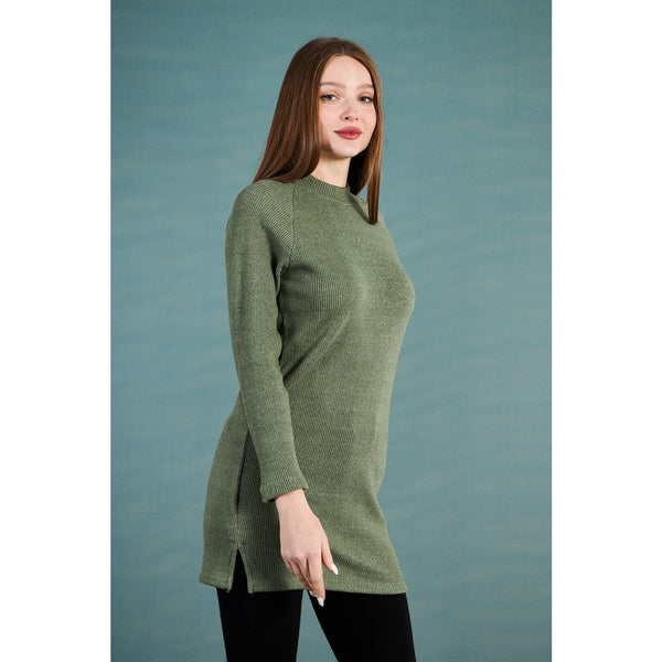 Green Ribbed Long Sweatshirt | Montivo Pakistan