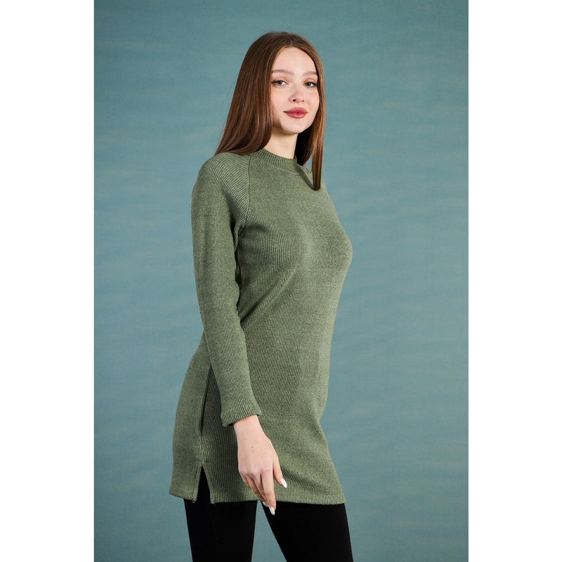 Green Ribbed Long Sweatshirt | Montivo Pakistan