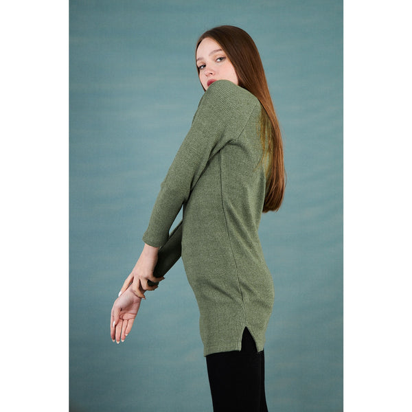 Green Ribbed Long Sweatshirt | Montivo Pakistan
