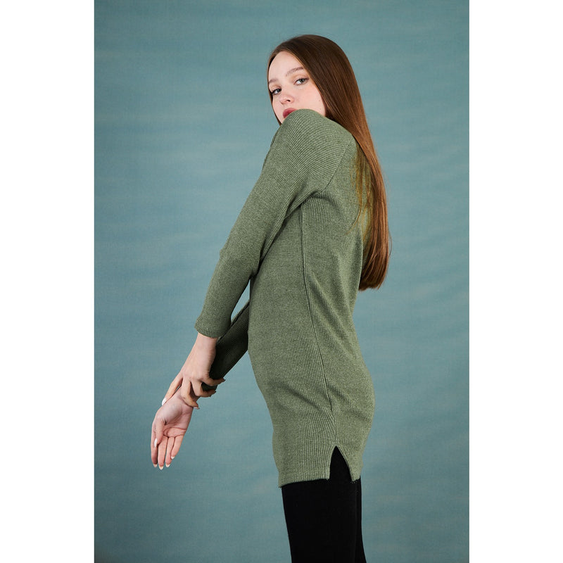 Green Ribbed Long Sweatshirt | Montivo Pakistan