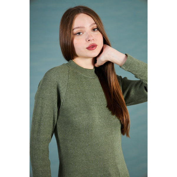 Green Ribbed Long Sweatshirt | Montivo Pakistan