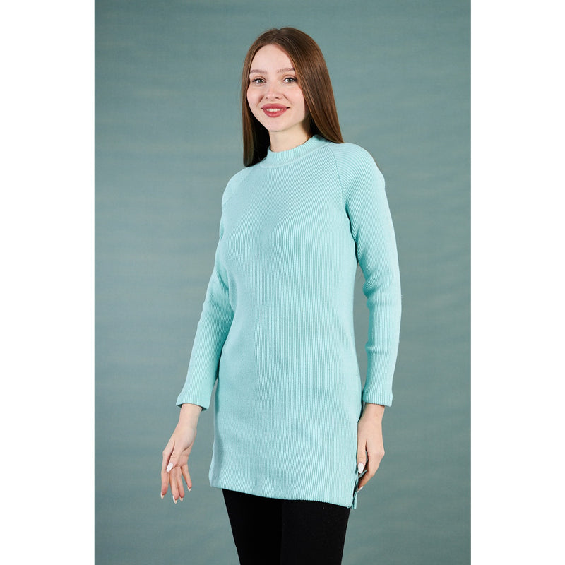 Aqua Ribbed Long Sweatshirt | Montivo Pakistan