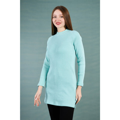 Aqua Ribbed Long Sweatshirt | Montivo Pakistan