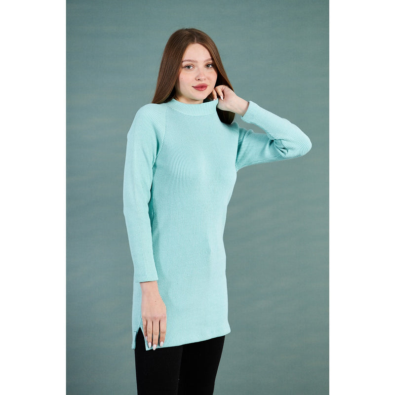 Aqua Ribbed Long Sweatshirt | Montivo Pakistan