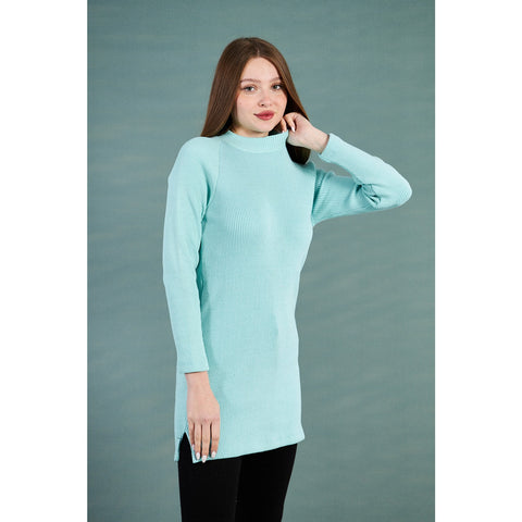 Aqua Ribbed Long Sweatshirt | Montivo Pakistan