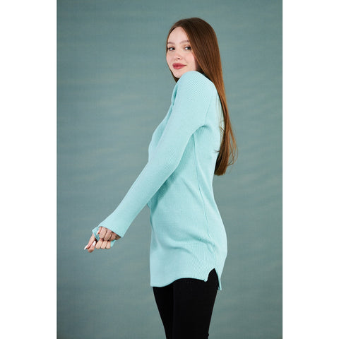 Aqua Ribbed Long Sweatshirt | Montivo Pakistan