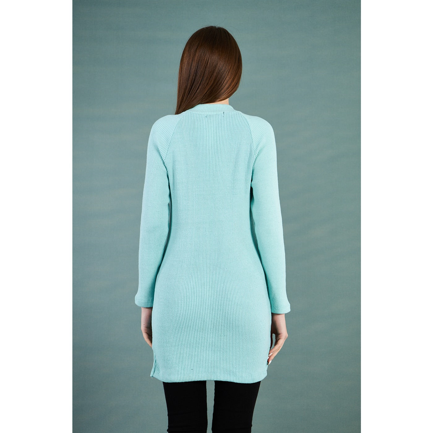 Aqua Ribbed Long Sweatshirt | Montivo Pakistan
