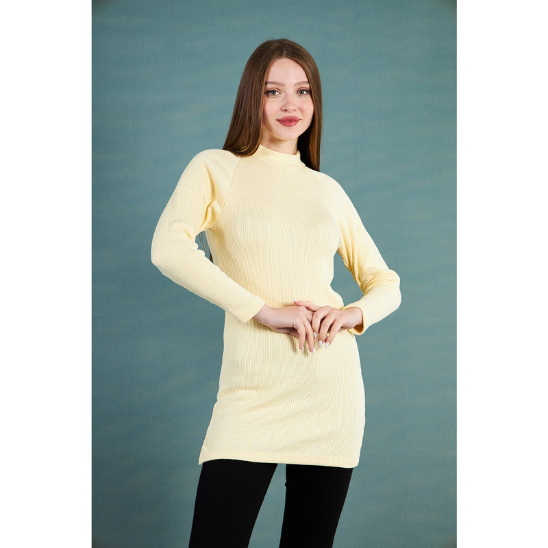 Lemon Ribbed Long Sweatshirt | Montivo Pakistan