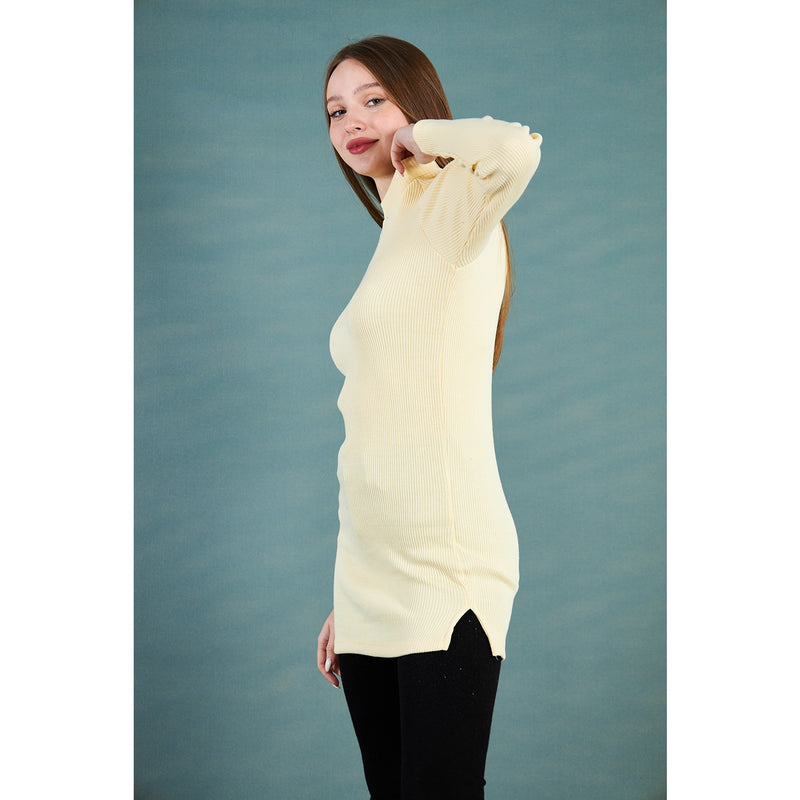 Lemon Ribbed Long Sweatshirt | Montivo Pakistan