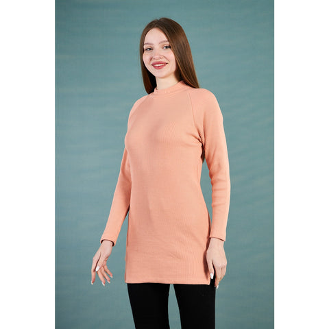 Peach Ribbed Long Sweatshirt | Montivo Pakistan