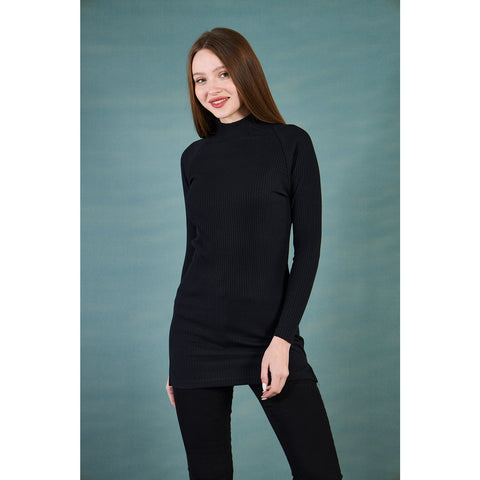 Black Ribbed Long Sweatshirt | Montivo Pakistan