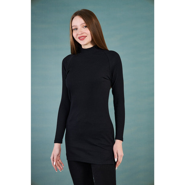 Black Ribbed Long Sweatshirt | Montivo Pakistan