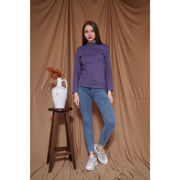Purple Melange Mock neck Sweatshirt | Montivo Pakistan