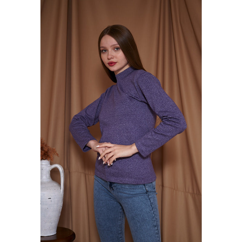 Purple Melange Mock neck Sweatshirt | Montivo Pakistan
