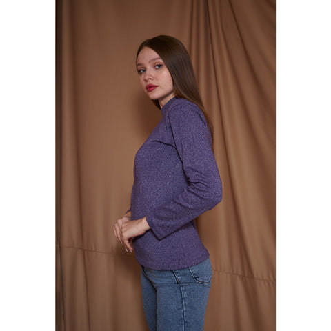 Purple Melange Mock neck Sweatshirt | Montivo Pakistan