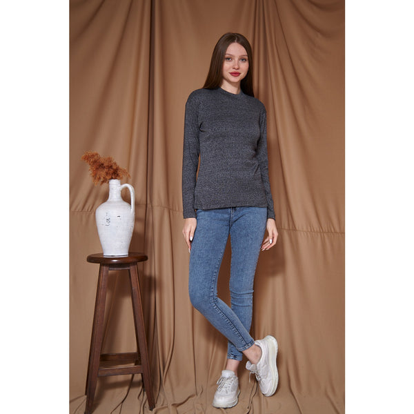 Charcoal Melange Mock neck Sweatshirt | Montivo Pakistan