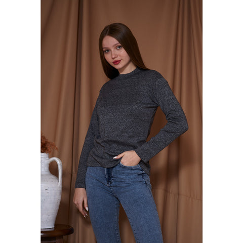 Charcoal Melange Mock neck Sweatshirt | Montivo Pakistan