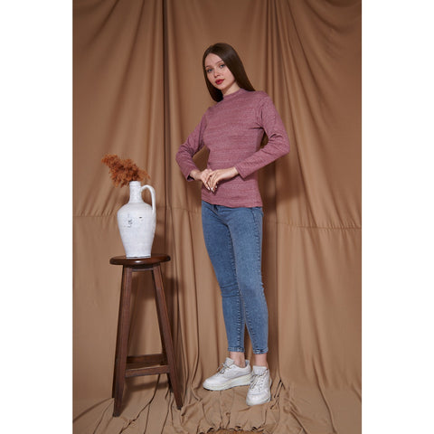 Rose Melange Mock neck Sweatshirt | Montivo Pakistan